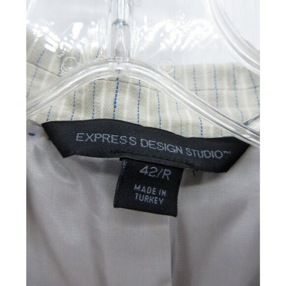 Express Sport Coat 42 Linen Blazer Jacket Striped Design Studio Preppy - Picture 10 of 12